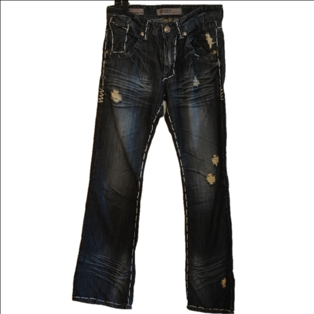 Division E ( From The Buckle) Men's Distressed Blue Jeans, Size 31.